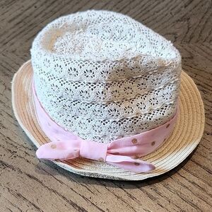 Addie and Tate toddler woven hat pink and tan